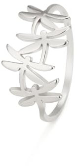 kkjoy Schmetterling Ring Edelstahl Fliegende Elfen Ring Libelle Ring Versprechen Ring Schmuck Geschenk für Frauen Charmante Damen