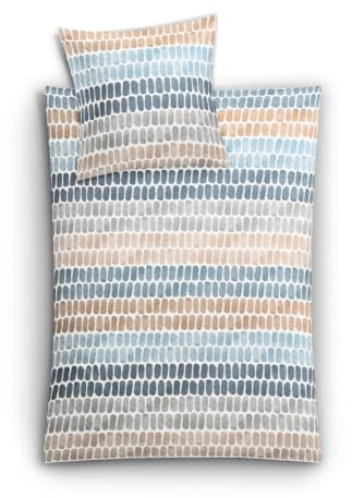 Kleine Wolke Bettwäsche Solid Mako-Satin Sand-beige-blau Größe 1x 135x200 cm + 1x 80x80 cm