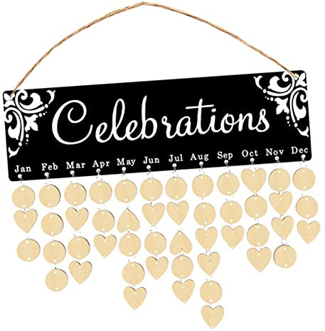 LALAFINA Holz-geburtstagskalender Diy Erinnerungstafel Mit Monatsanhängern Und Herz-tags Beschriftbar Langlebig Hängend Für Familienwanddeko Und Festliche Termine