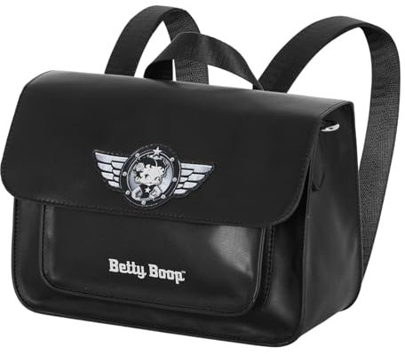 Betty Boop Motor Love-Satchel Rucksack-Schultertasche, Schwarz, 27 x 19 cm