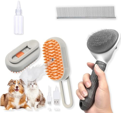 Cepillo para Gatos. Cepillo para Perros Kit Limpieza Completo | Cepillo Vapor para Gatos con Peine para Gatos | Quita Pelos Mascota | Gatos Accesorios