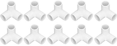 20mm PVC Pipe 10PCS 3 Way Pipe Fittings PVC Plastic Right Angle Tee Corner Connector 20mm Inner Diameter White (White)