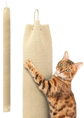 BSWAY Klettersack für Katzen 16x16x240cm Katze Kletterseil, Sisal Sack Klettersack Climber für Katzen mit Haken und Füllpolster