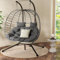 Amopatio Double Egg Chair with Metal Stand & Cushion, 2 Seaters Garden Swing Chairs, Rattan Wicker Swing Seat Outdoor, Foldable Hanging Chair for Patio, Balcony, Porch, Indoor, Grey