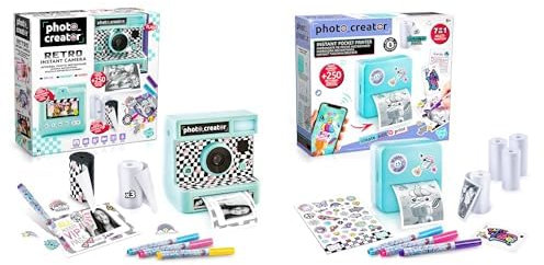 CANAL TOYS INSTANT Retro Camera and Photo Creator CLK017- Taschendrucker-Set für Smartphone mit Markern, Aufklebern und Thermopapierrollen, 1 tragbarer Drucker, blau