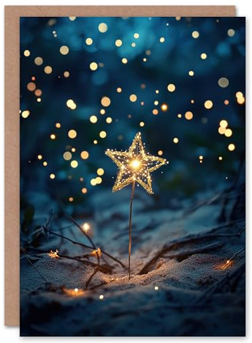 Artery8 Greeting Card Bright Star Sparkler on Sand Magical Dreamy For Her Woman Birthday Card