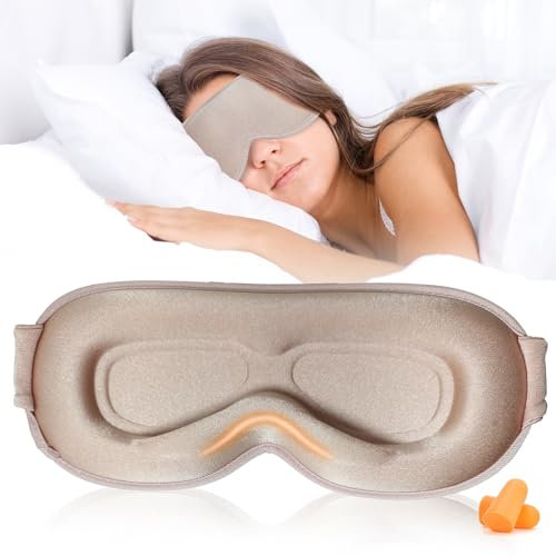 Grsta Masque de Nuit 100% Occultant, 3D Cache Oeil pour Dormir, Masque de Sommeil pour Hommes et Femmes, Masque Yeux Doux et Confortable pour Dormir, les Siestes, la Méditation, les Voyages (Rose)