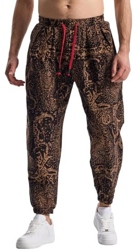 Pantalon de survêtement ample en coton pour homme - Motif cachemire - Coupe large - Motif 3D - Pour la plage, le yoga, le jogging, la danse, X-1., L