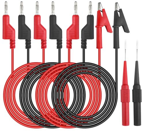 Nicrulp Puntali Tester per Multimetro + Sonda di Prova, Test Kit di Cavi, Pinze a Coccodrillo, Clip Gancio per Test, Compatibili con la Maggior Parte dei Multimetri, per Misurazioni Elettriche