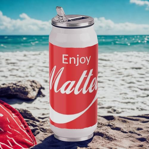 BORRACCIA TERMICA 500ml Personalizzata con Nome stile Cola - BOTTIGLIA DOPPIA Strato ACCIAIO INOX CON BECCUCCIO- THERMOS per BEVANDE sia calde che che fredde Bambini Sportiva Gite
