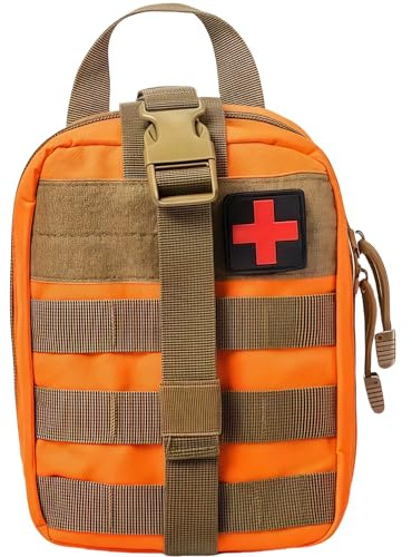 1000D Molle Erste-Hilfe-Set-Tasche zum Abreißen, taktischer, abreißbarer medizinischer Beutel, leere Erste-Hilfe-Tasche für Weste, Rucksack, Gürtel, Camping, Wandern (Orange)
