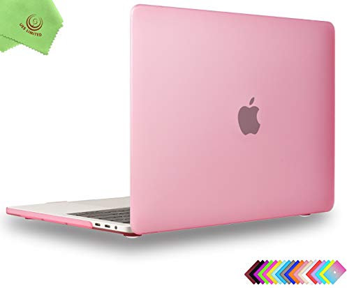 UESWILL Compatible with MacBook Pro 15 inch Case 2019 2018 2017 2016 Model A1990 A1707, Smooth Matte Hard Case for MacBook Pro 15 inch with Touch Bar & USB-C + Microfibre Cleaning Cloth, Pink