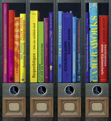 Ordnerrücken breit 4er Set Ordner Regenbogen Bücher Buch Aufkleber Etiketten Deko 448