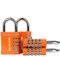 Vorhängeschloss mit Zahlencode | 4-stelliges Zahlenschloss aus Zinklegierung | Geeignet als Spindschloss und für den Außeneinsatz | Wetterfest, rostfrei, robust | 4er-Pack, Orange