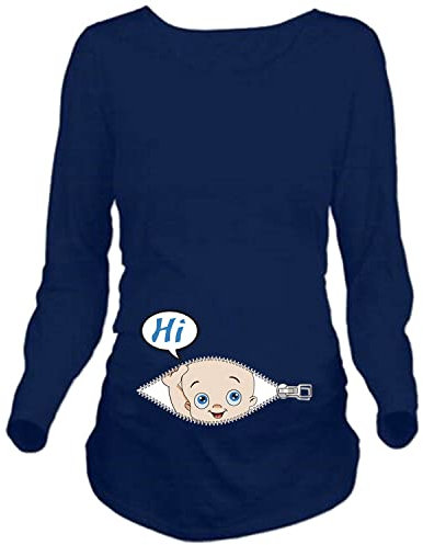 Q.KIM T-Shirt de Maternité Femme Manches Longues de maternité Motif Grossesse Amusant Humour imprimé