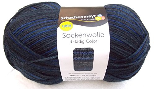 Schachenmayr 100g Sockenwolle 4-fädig - Farbe 00183- Graphit-blau - die Klassische Sockenwolle in höchster Qualität
