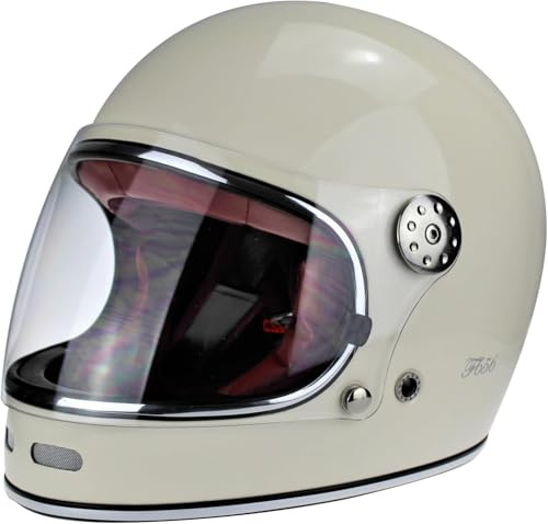 ViPER F656 Full Face Motorcycle Motorbike Helmet ECE 22.06 Approved Vintage Motorbike Helmets for Adult Men and Women Touring Urban Bike Safety Wear Full Face Helmet (Cream,XL)