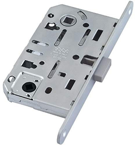 Serratura MAGNETICA per vano porta WC interno - chiusura magnetica - piastra CROMATA con estremità arrotondate