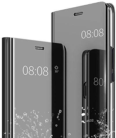 EROYAL Schutzhülle für Samsung Galaxy Note 10 Plus, Flip-Case, Spiegel, Hartschale, PC, Kunststoff, elegant, Plating, transparent, Standing, Clear View Case, Spiegel, stoßfest, Cover für Samsung Note