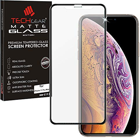 TECHGEAR Anti Glare Screen Protector for iPhone 11 Pro Max - MATTE 3D GLASS Edition Genuine Tempered Glass Full Screen Protector Guard Cover Compatible with Apple iPhone 11 Pro Max