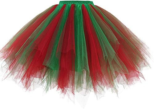Gardenwed Damen Petticoat 50er Rockabilly Jahre Retro Tutu Ballet Tüllrock Cosplay Crinoline Tütü Damenrock Reifrock Ballet Blase Rock Puffy Tutu 2021 Neujahr Tanzkleid Red Green M