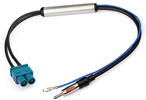Bingfu Autoradio Antenne Signalverstärker, Doppel Fakra auf DIN Stecker Adapter mit Phantomeinspeisug Kompatibel mit Volkswagen Audi VW Skoda BMW Fahrzeug Auto Audio Radio Stereo Head Unit Empfänger