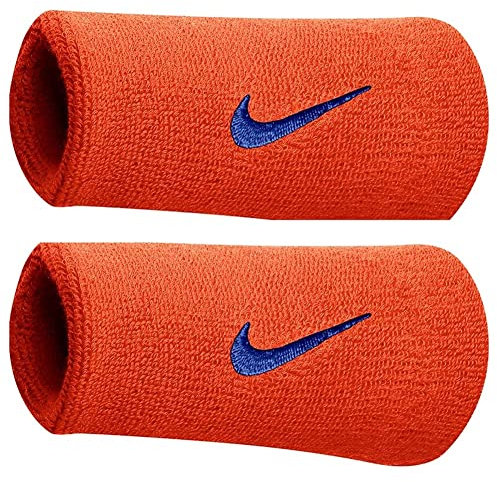 Nike Swoosh Doublewide Wristbands Schweißband aus Baumwolle und Nylon in der Farbe Team Orange-College Navy, N.000.1586.804.OS