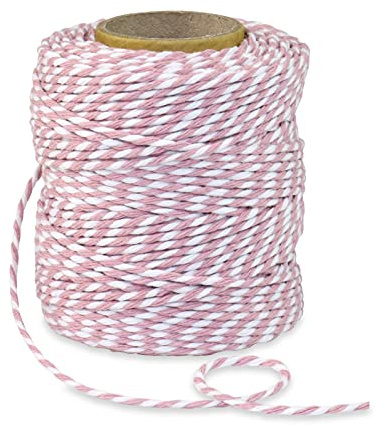 PRÄSENT BAUMWOLLKORDEL altrosa/weiß, 50 m Kordelband aus Naturmaterial, 2 mm Breite, zweifarbige Geschenkkordel zum Basteln und Dekorieren, biologisch abbaubar