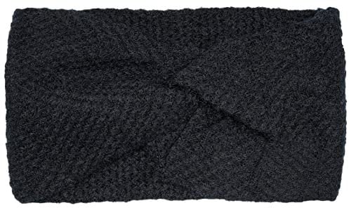 styleBREAKER Damen Strick Stirnband mit Waffelpatent Strickmuster und Twist Knoten, warmes Winter Haarband, Headband 04026060, Farbe:Schwarz