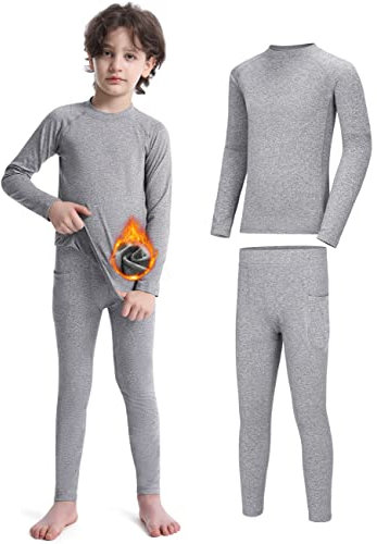 Roadbox thermowäsche Kinder- thermoleggins Jungen Set thermokleidung Atmungsaktiv funktionskleidung mit Tasche für Outdoor fußball Wander Jogging Tranning Fitness Skifahren