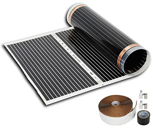 Ikodm Infrarot Heizfolie, Elektrische Fußbodenheizung 50 cm Set 220 W/m² 1,0 m² Effiziente und kostengünstige Heizung, für elbstmontage Fußboden Wand- oder Deckenheizung,(ohne thermostat)