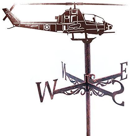 QHYXT Wetterfahne für den Außenbereich, Metall, Hubschrauber, Wetterfahne, Hof, Windfahne, Richtung, Windrichtungsanzeiger für den Außenbereich, Dachgarten, Hofdekoration