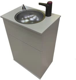 VT Vontech Mobiler Waschtisch BiggreyWaschbecken mit Seifenspender Batterie betriebener Wasserhahn Grau