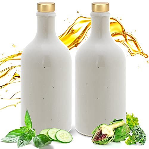 Ludwig- Feuerfest Feinschmecker Essig & Öl – Flaschen mit Ausgießer, Handgefertigtes Geschenkeset Made in Germany. Einzigartig, zeitlos und chic. Ausgießer in Deluxe- Gold (2x 500ml weiß)