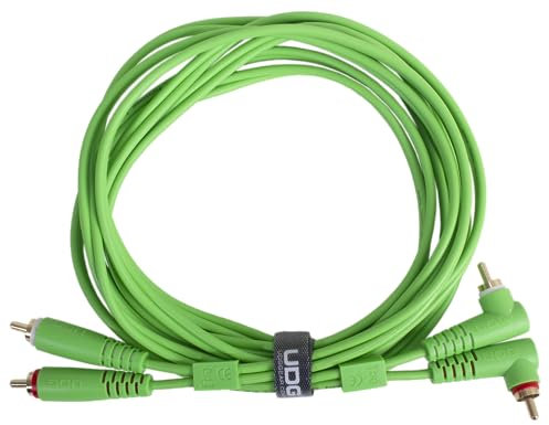 UDG - Set di cavi audio RCA dritti - RCA angolati, 3 m, colore: Verde