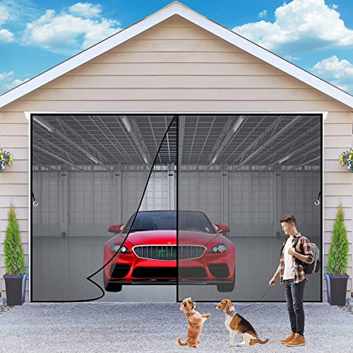 Pet Magnetic Door Screen Mesh Dog Cat Proof Pet Resistant Door Curtain 285x180 cm for Front Patio Doorway, Mesh Door Screen Net Magnetic Closure, 2023-Version Black