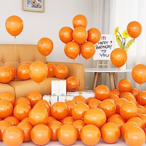 Luftballons Orange, 50 Stück 5 Zoll Matte Orange Latex Ballon Set mit Band für Frauen Männer Mädchen Jungen Orange Thema Geburtstag Baby Party Halloween Hochzeit Karneval Veranstaltungen Dekorationen