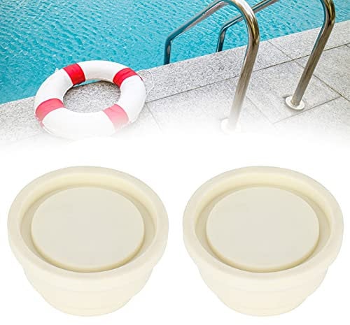 HYWHUYANG 2 Pcs 2.4x1.5x1.3in Swimming Pool Ladder Bumpers,Pool Ladder Rubber Plug Ladder,Pool Ladder Pad,Rubber Ladder Foot Cover for Inground Pool,Swimming Pool Accessory(White)
