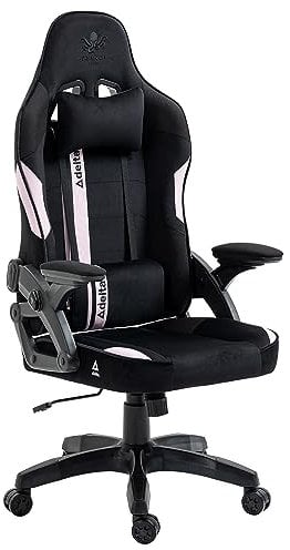 KRAKEN CHAIRS Silla de Juegos Gaming Silla de Escritorio Altura Regulable Giratoria Sillón ergonómica Reposabrazos Ajustable Cojín Lumbar Negro-Rosa