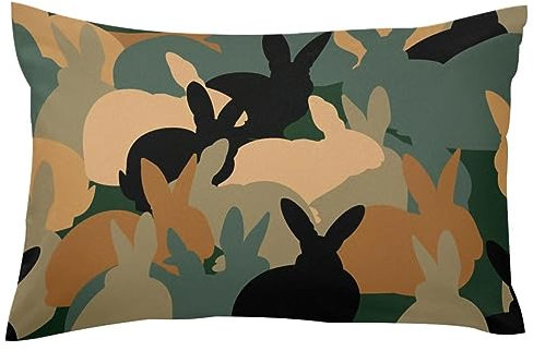 Kissenbezug mit Osterhasen-Silhouette, weicher Samt, Standardgröße, 50,8 x 66 cm (Einsätze nicht im Lieferumfang enthalten)