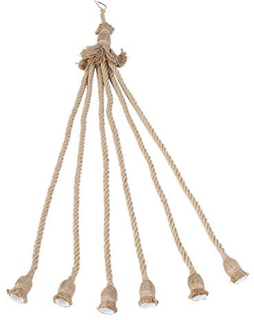 Heaveant Vintage Hanfseil E27 Lampenfassung, Retro Hängelampe Lampenkabel 1 M gedrehten Hanfseil E27 Lampenfassung für Wohnzimmer Restaurant Halle Stab Café (6 Köpfe)