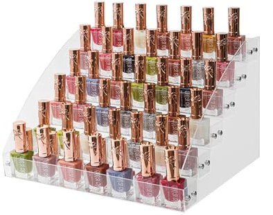 LDHHYH 6 Tier Nail Polish Organiser, 2PCS Nail Polish Stand Display Storage Holder Shelf Acrylic, Nail Polish Rack for Essential Oil, Tattoo Ink, Paint, Sunglasses Display,Up to 60 Bottles