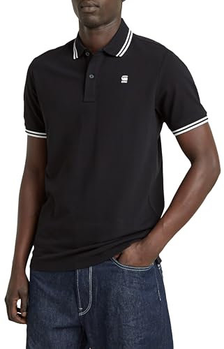 G-STAR Dunda Slim Stripe Polo para Hombre, Negro (Dk Black D17127-5864-6484), M
