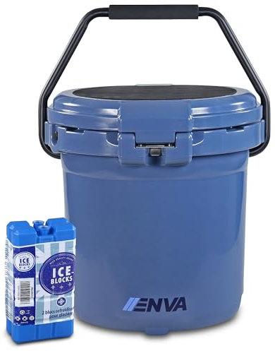 ENVA Kühlbox passiv 18,9 L + Kühlakku Set robuste Isolierbox auslaufsicherer Ice Bucket inkl. 2X Kühlelement 200ml Icebox für kühle Getränke und frische Lebensmittel Eisschmelzzeit bis zu 120 Std