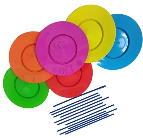Baoblaze Juego de 6 platos giratorios con palos, juego de malabarismos educativos para actividades al aire libre
