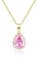 Linawe Pink Crystal Pendant, Gold Chain Imitation Diamond Cubic Zirconia Birthstone Rhinestone Teardrop Necklace, Preppy Bridal Wedding Bride Bridesmaids Boho Jewellery Set
