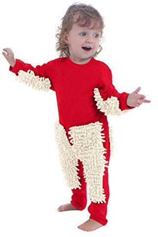 Jumpups Sólidos Bebé Mop Gatear Romper Bebé Niña Maillot & Jumpang Bebé Traje Niño, rojo, 12-18 Months