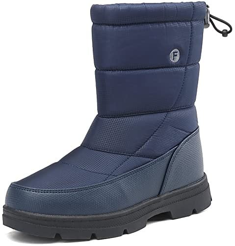 BARFULKER Scarpe Donna Uomo Invernali - Stivali da Neve Foderata Pelliccia Caldo Antiscivolo Scarponcini Invernali Impermeabili All'aperto Scarpe Trekking(Blu,39 EU)