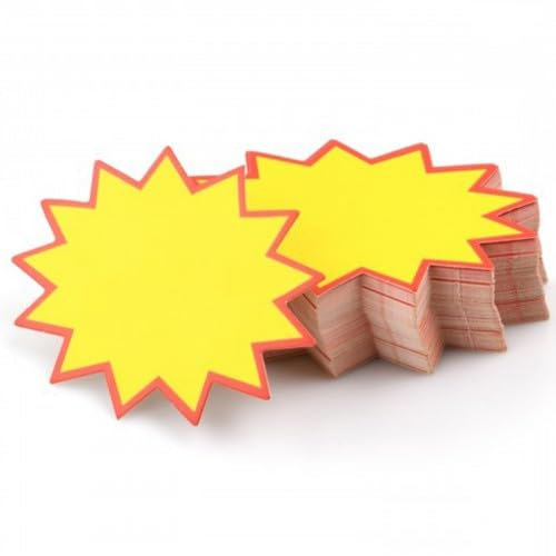 Dokeno 100 Piezas Starburst Signos de Venta, 8 x 11 cm Etiquetas de Precios Etiquetas de Venta Fluorescentes Etiqueta Promocional para Tiendas Minoristas Supermercados