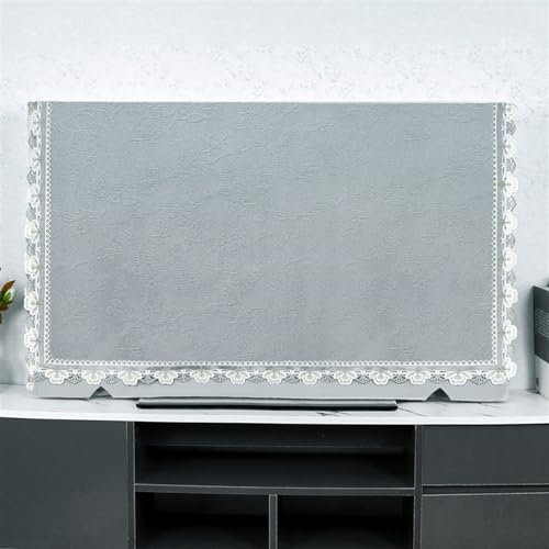 LUNCHS Funda TV Clásica con Todo Incluido, Antipolvo Creativa Y Sencilla Cubierta de TV de Interior Hermosa Decorativa de Encaje Funda para Televisor(Gray,28inch/66 * 43cm)